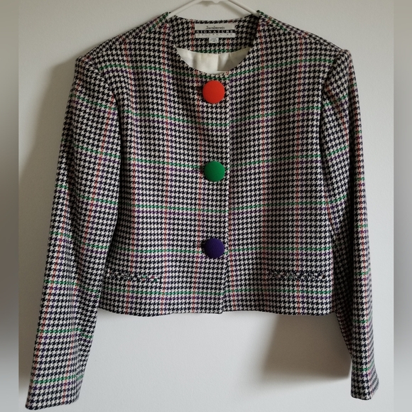 Jacobson'S Jackets & Blazers - Rare Vintage Fun Jacobson's Multicolor Houndstooth Blazer with Bold Buttons